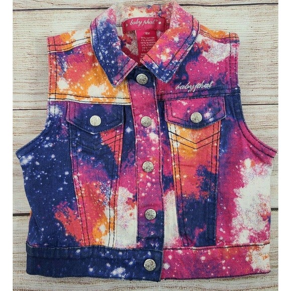 Baby Phat Denim Vest 18mths Snaps Galaxy